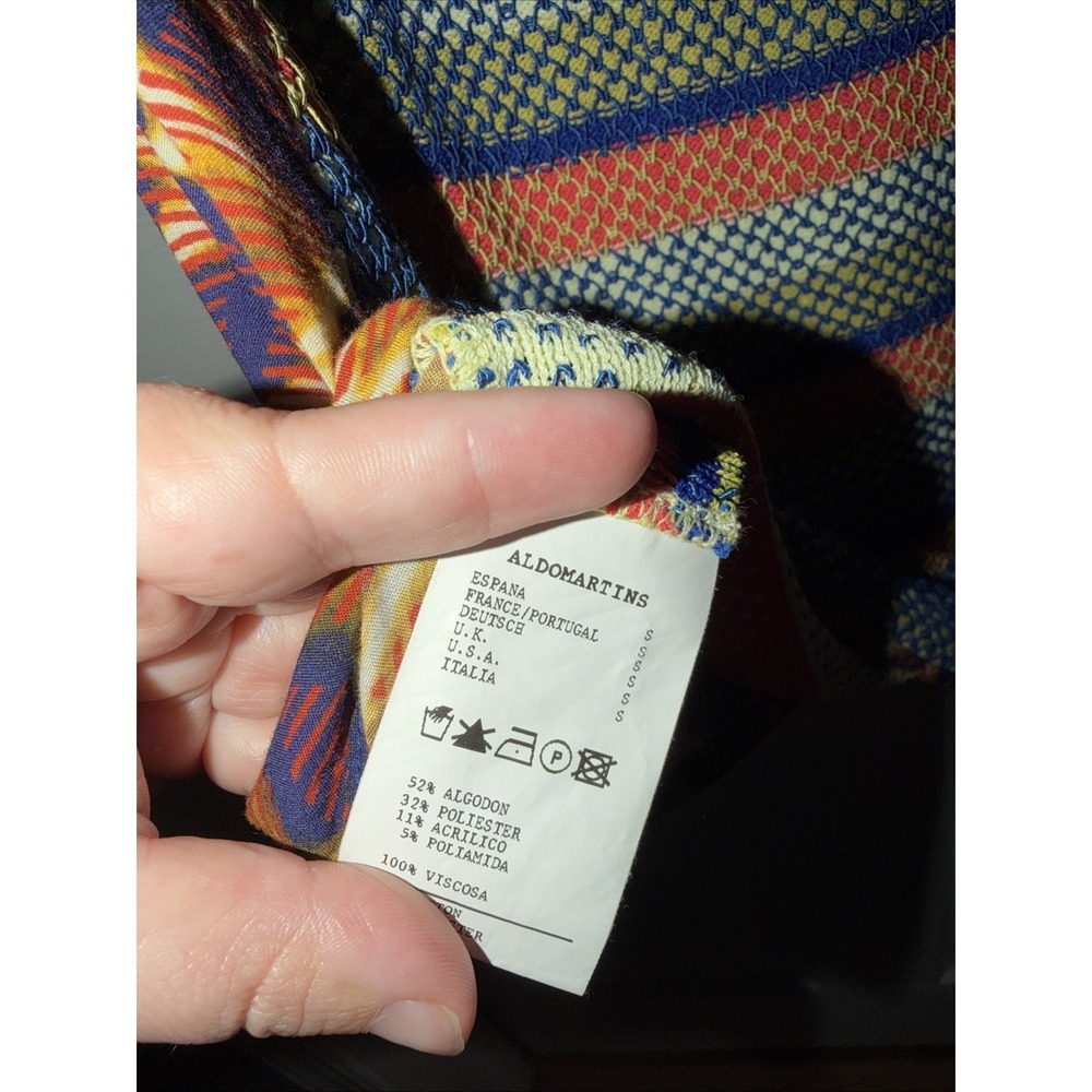 Aldomartins Colorful Geometric Texture Women Sz S festival Boho Blouse Colorful - Picture 4 of 6